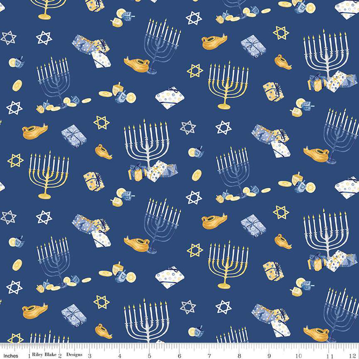 Hanukkah Nights Main Blue Yardage by Tara Reed | Riley Blake Designs  #C13430-BLUE