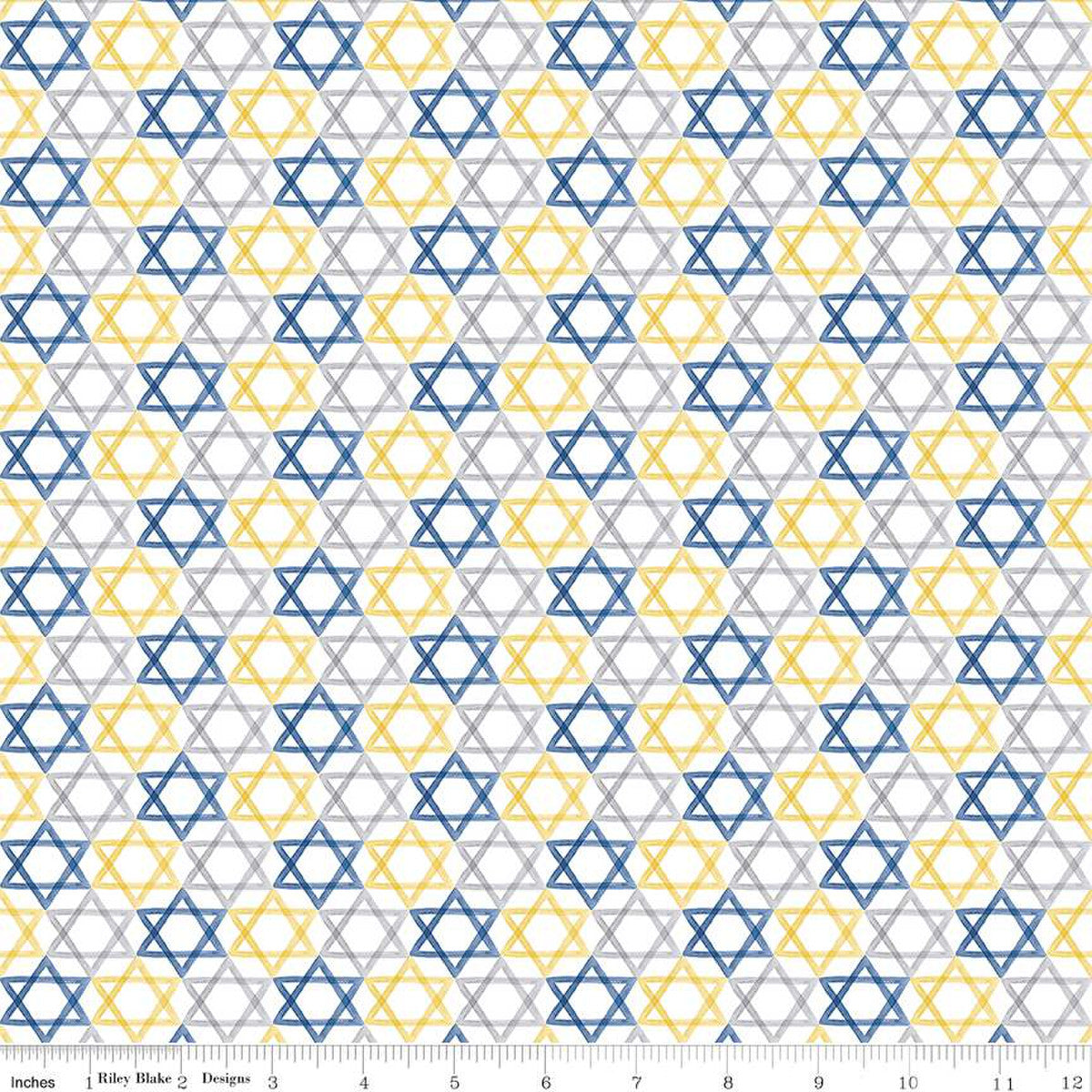 Hanukkah Nights Star of David White Yardage by Tara Reed | Riley Blake Designs  #C13432-WHITE