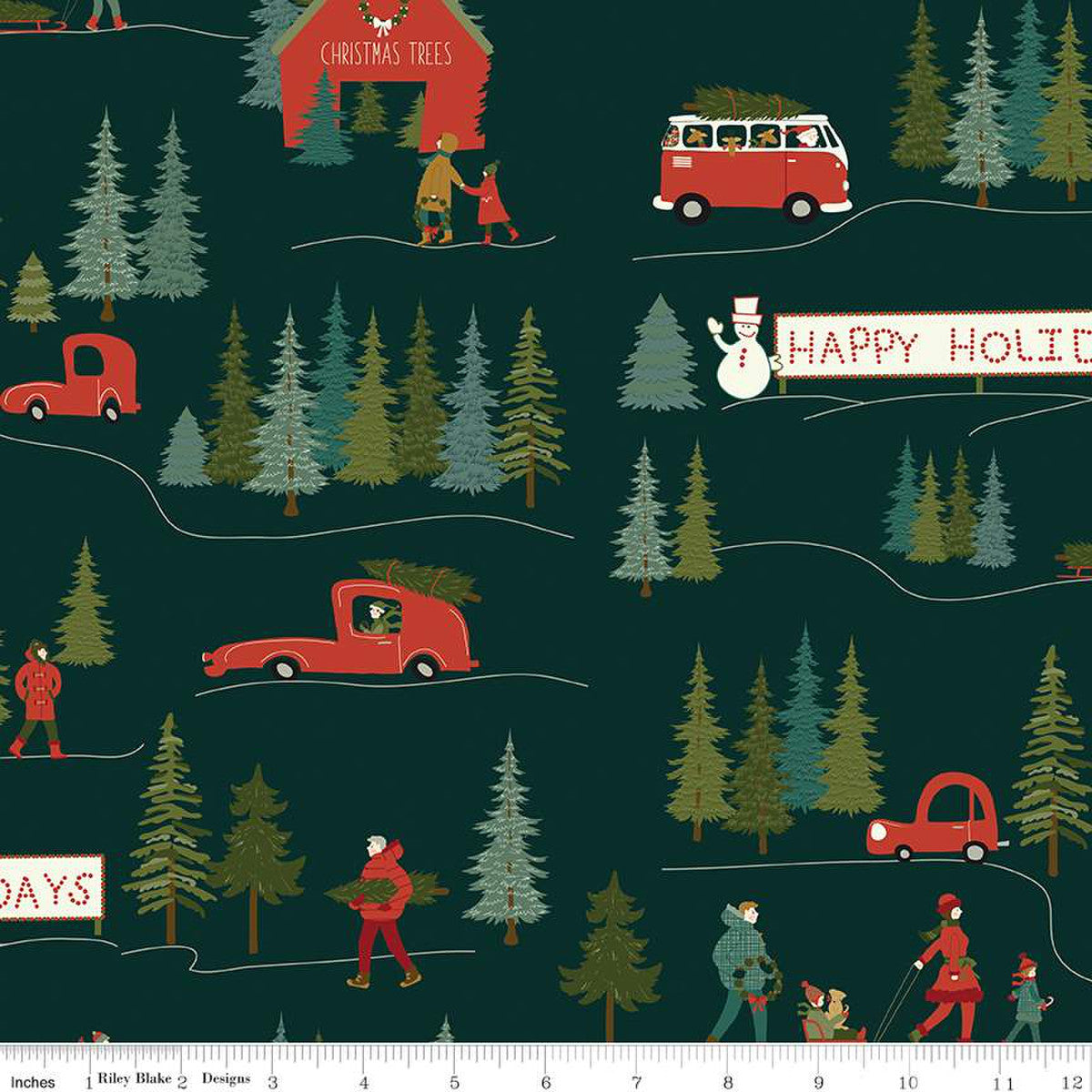 Christmas Is In Town Main Forest Yardage by Sandy Gervais | Riley Blake Designs #C14740-FOREST