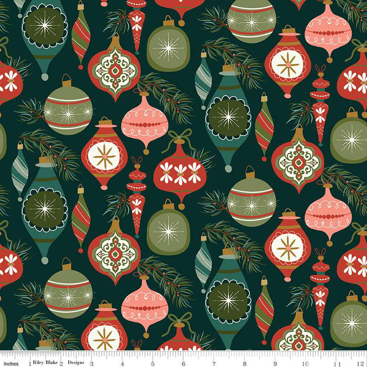 Christmas Is In Town Ornaments Forest Yardage by Sandy Gervais | Riley Blake Designs #C14741-FOREST