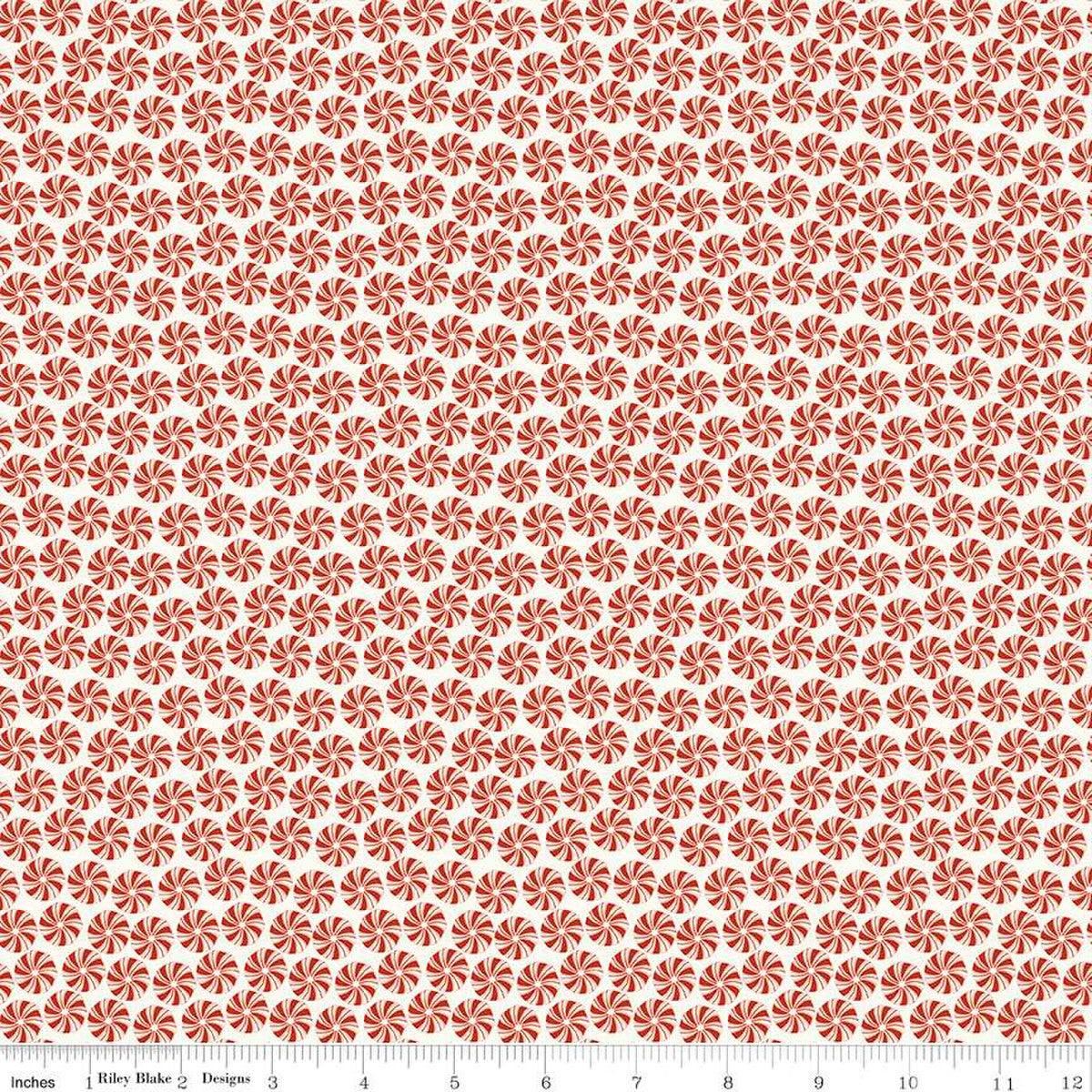 Christmas Is In Town Peppermints Cream Yardage by Sandy Gervais | Riley Blake Designs #C14743-CREAM