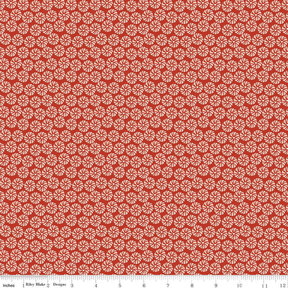 Christmas Is In Town Peppermints Red Yardage by Sandy Gervais | Riley Blake Designs #C14743-RED