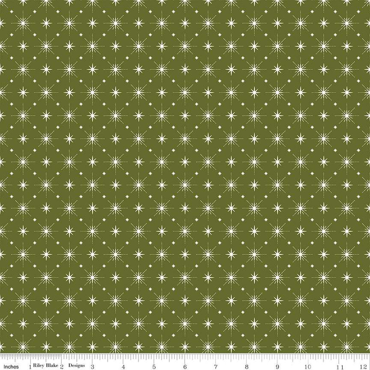 Christmas Is In Town Stars Green Yardage by Sandy Gervais | Riley Blake Designs #C14747-GREEN