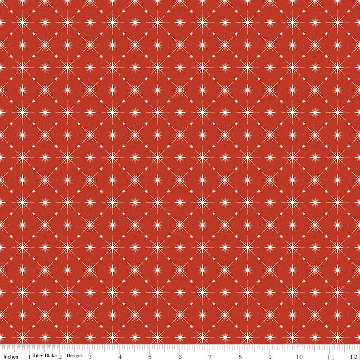 Christmas Is In Town Stars Red Yardage by Sandy Gervais | Riley Blake Designs #C14747-RED