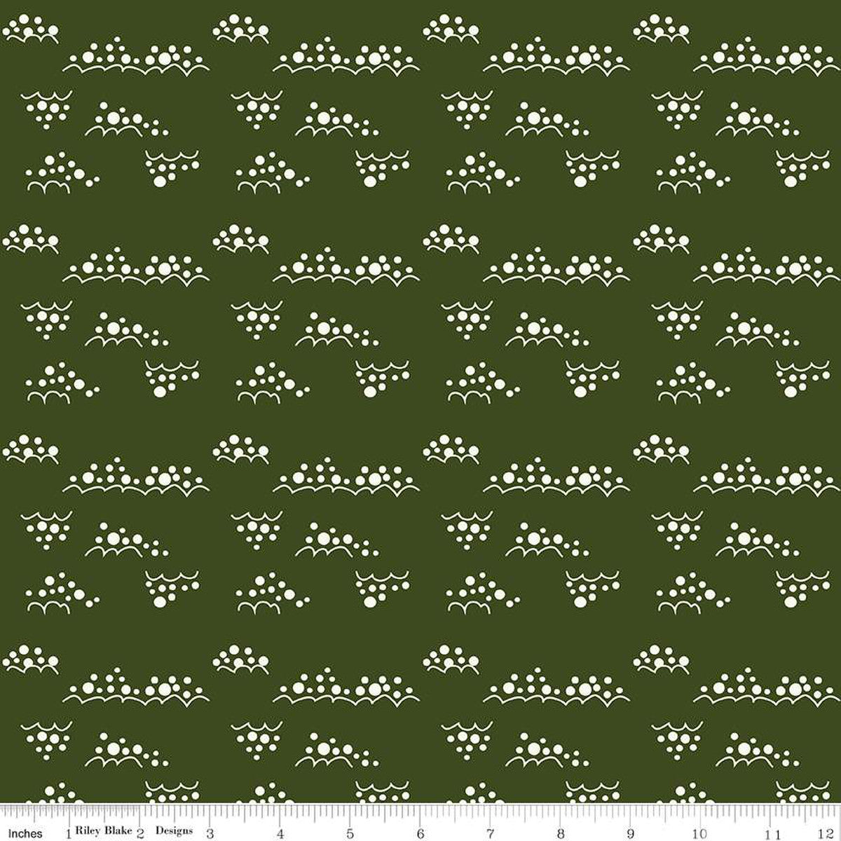 Christmas Is In Town Snowballs Dark Green Yardage by Sandy Gervais | Riley Blake Designs #C14749-DKGREEN