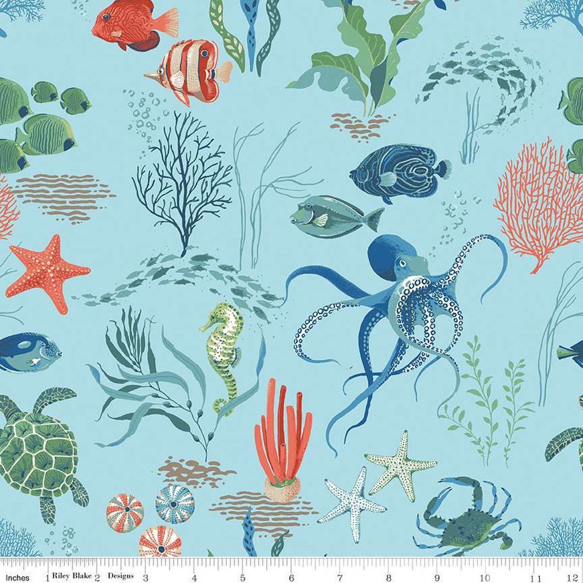 Free As The Ocean Main Aqua Yardage by Lisa Audit | Riley Blake Designs #C14800-AQUA