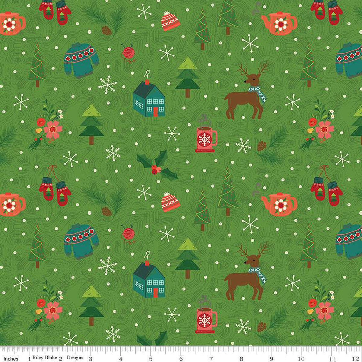 In From The Cold Winter Green Yardage by Heather Peterson | Riley Blake Designs #C14862-GREEN