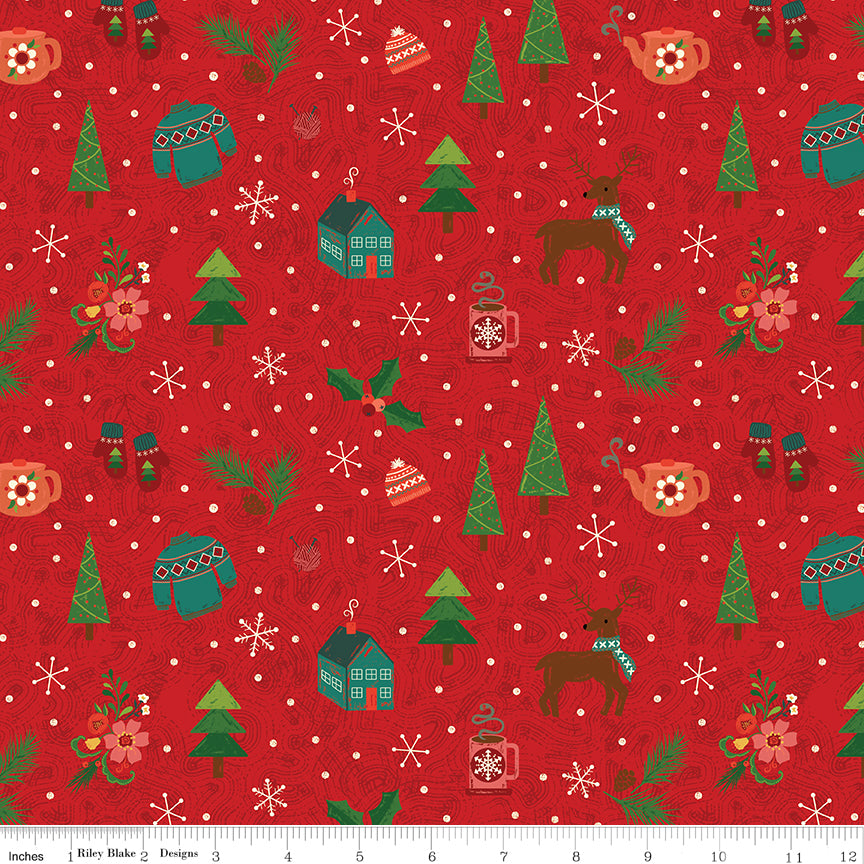 In From The Cold Winter Mix Red Yardage by Heather Peterson | Riley Blake Designs #C14862-RED