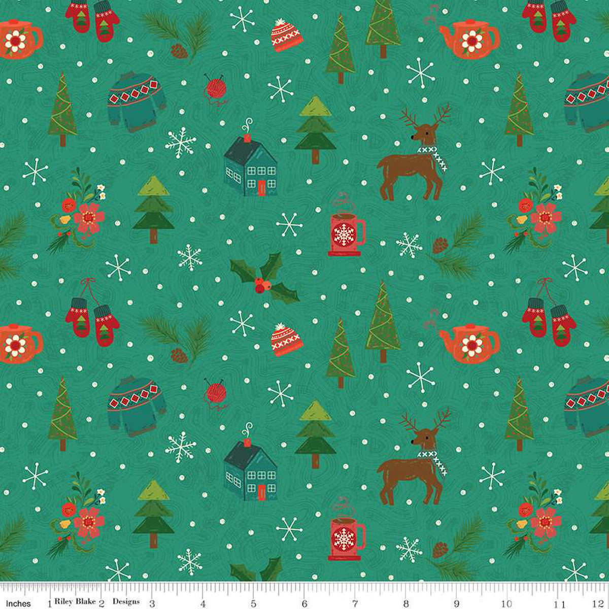 In From The Cold Winter Teal Yardage by Heather Peterson | Riley Blake Designs #C14862-TEAL