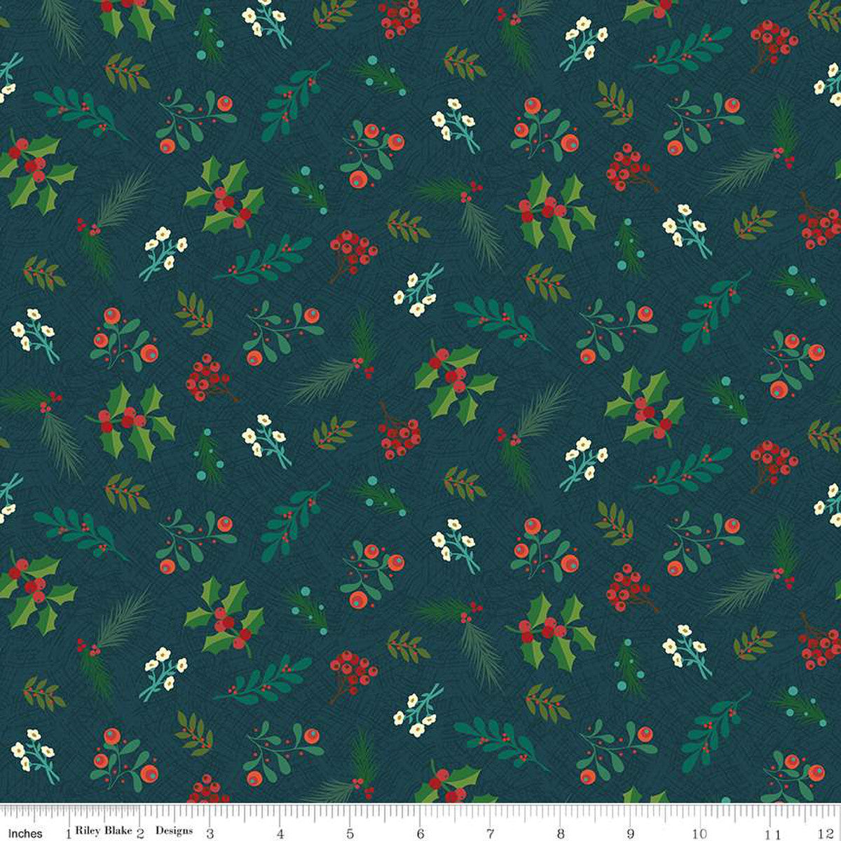 In From The Cold Greenery Navy Yardage by Heather Peterson | Riley Blake Designs #C14863-NAVY