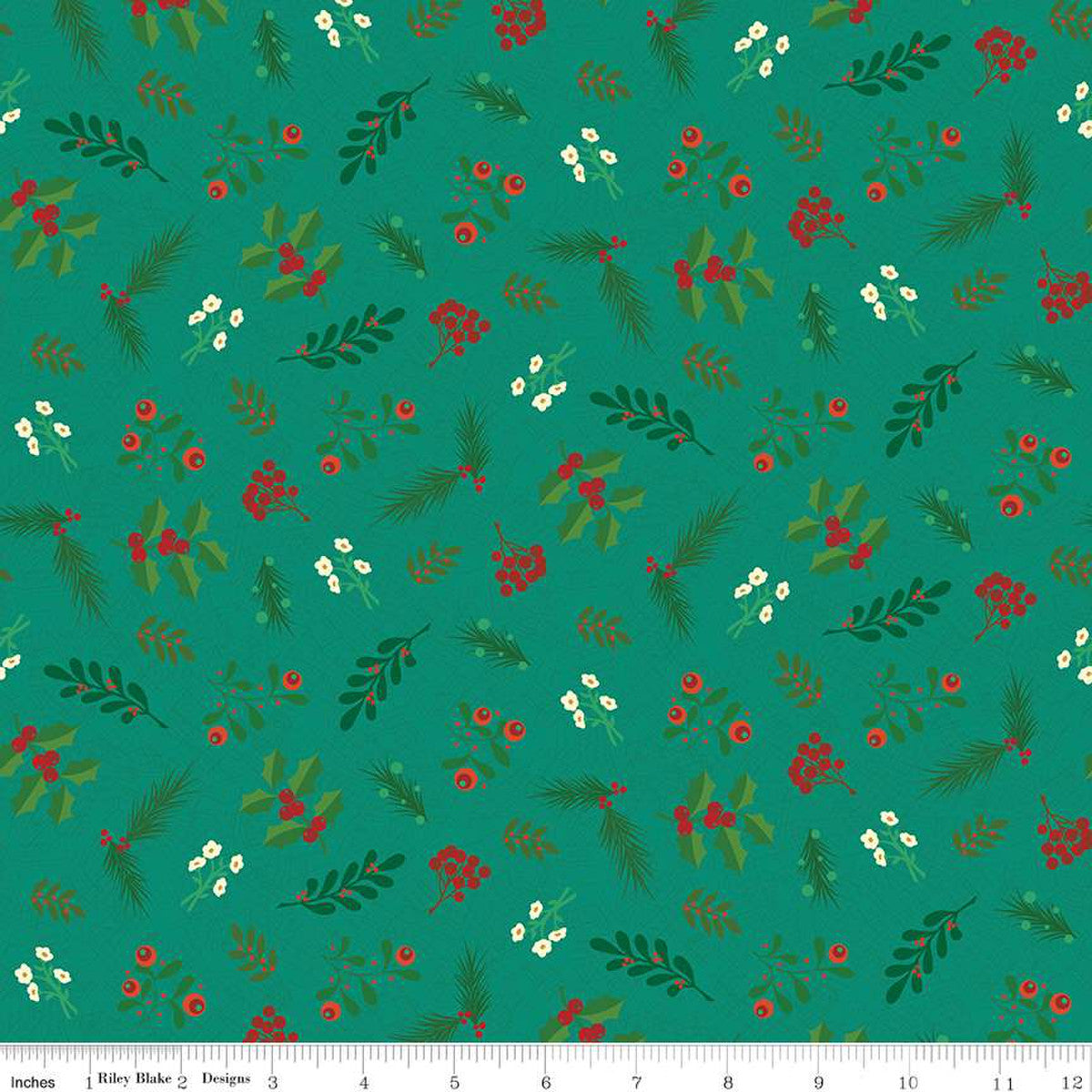 In From The Cold Greenery Teal Yardage by Heather Peterson | Riley Blake Designs #C14863-TEAL
