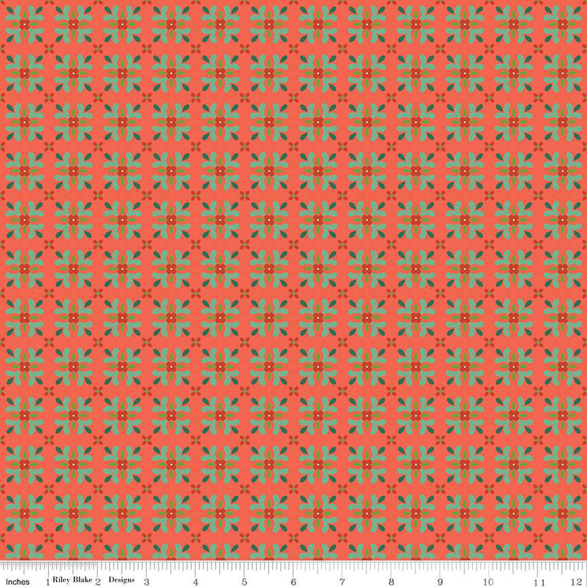 In From The Cold Tiles Coral Yardage by Heather Peterson | Riley Blake Designs #C14864-CORAL