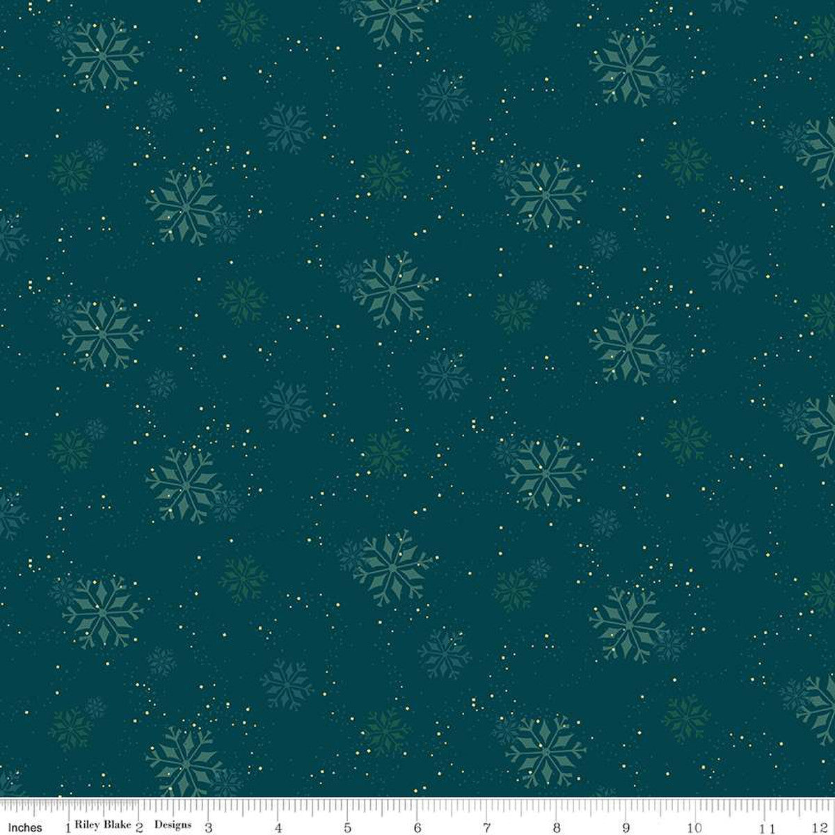 In From The Cold Snowflakes Navy Yardage by Heather Peterson | Riley Blake Designs #C14865-NAVY