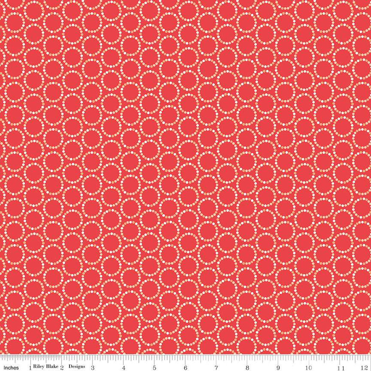 In From The Cold Circles Coral Yardage by Heather Peterson | Riley Blake Designs #C14866-CORAL
