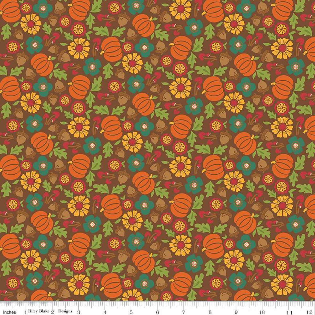 Autumn Afternoon Pumpkins Brown Yardage by Heather Peterson | Riley Blake Designs SKU #C14871-BROWN