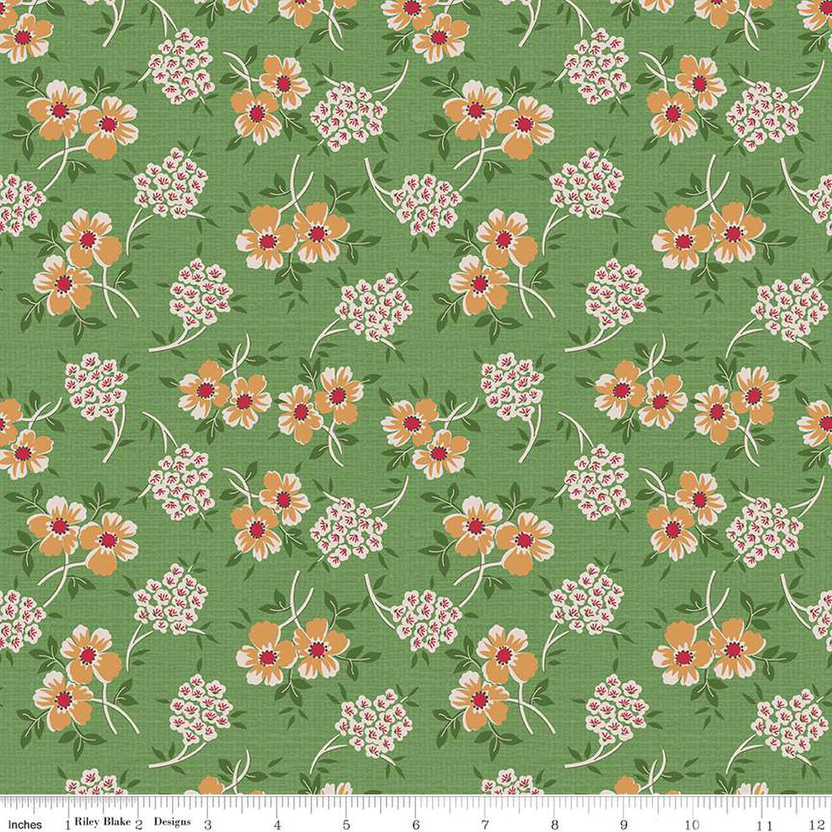 Home Town Holiday Floral Basil Yardage by Lori Holt | Riley Blake Designs #C14900-BASIL