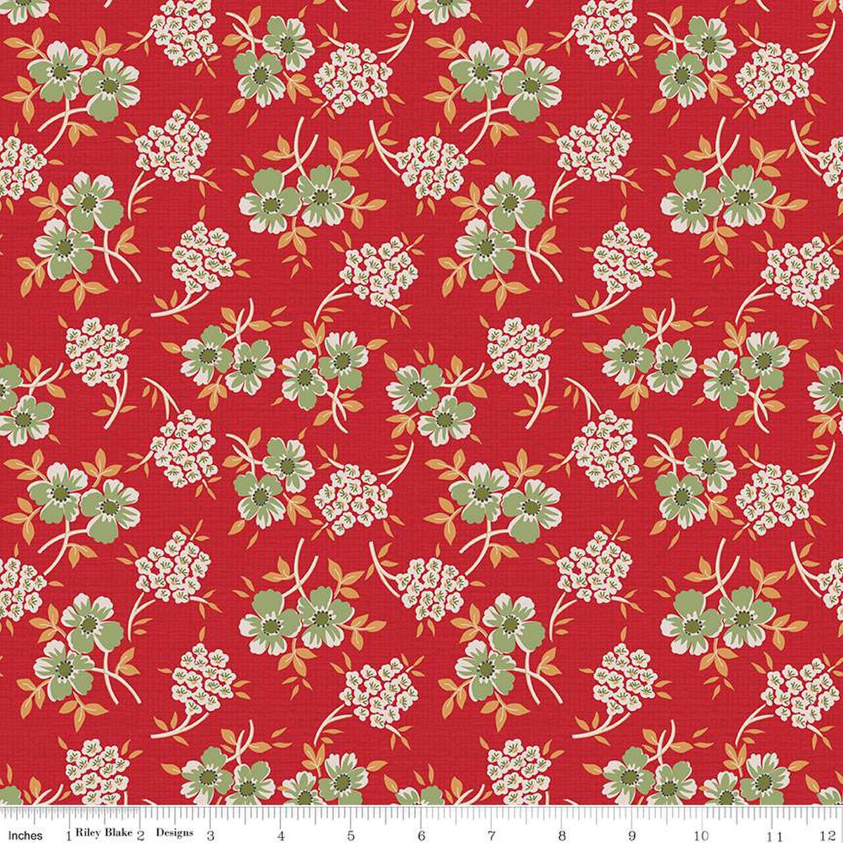 Home Town Holiday Floral Schoolhouse Yardage by Lori Holt | Riley Blake Designs #C14900-SCHOOL