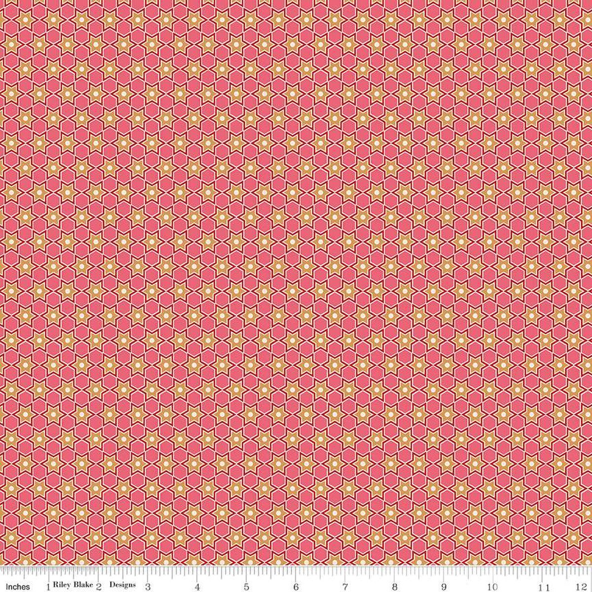 Home Town Holiday Stars Tea Rose Yardage by Lori Holt | Riley Blake Designs #C14914-TEAROSE