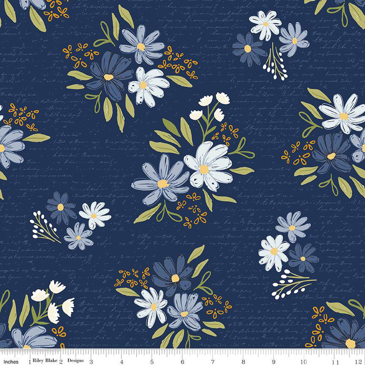 Between The Pages Main Navy Yardage by Fran Gulick | Riley Blake Designs #C15370-NAVY