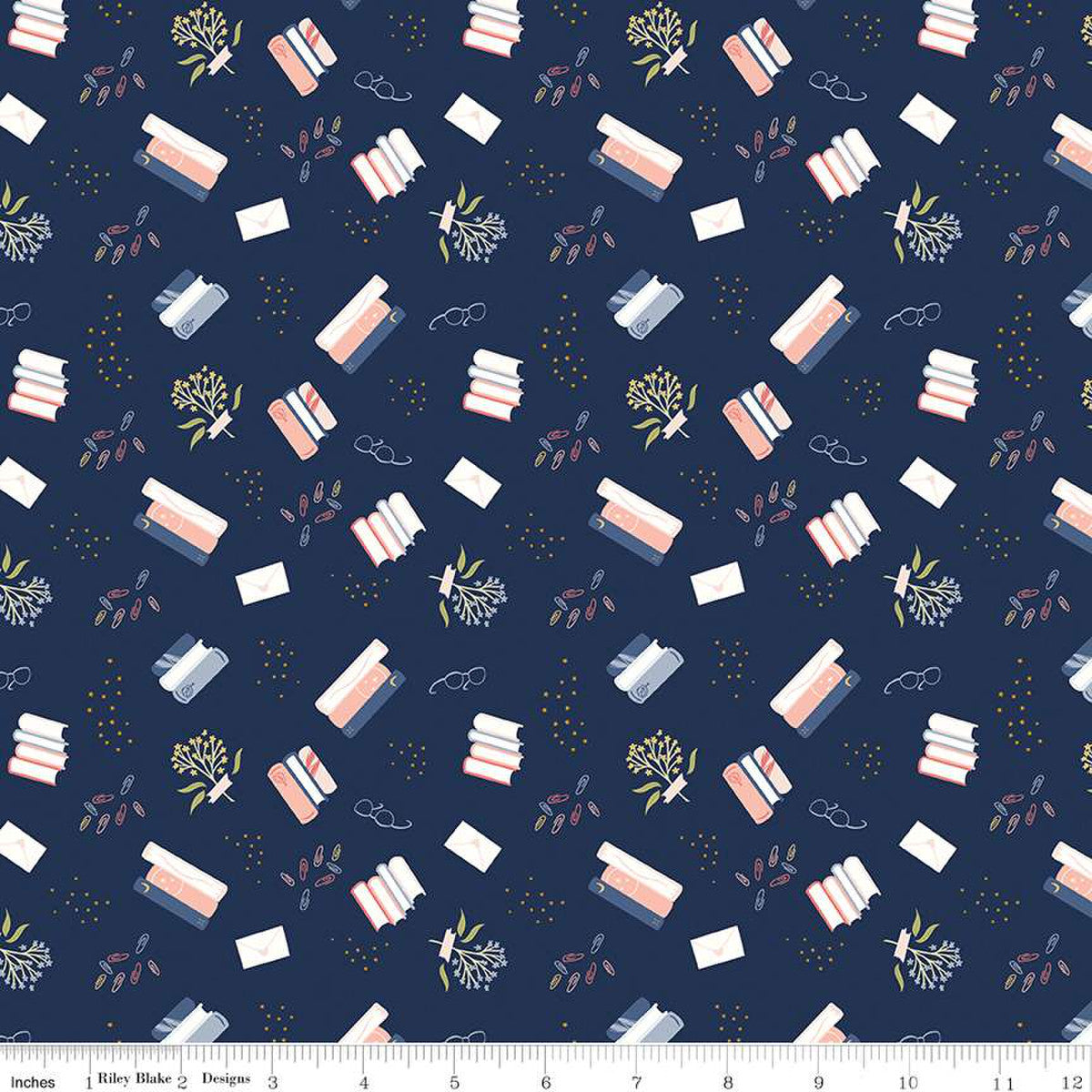 Between The Pages Bookish Navy Yardage by Fran Gulick | Riley Blake Designs #C15371-NAVY