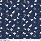 Between The Pages Bookish Navy Yardage by Fran Gulick | Riley Blake Designs #C15371-NAVY