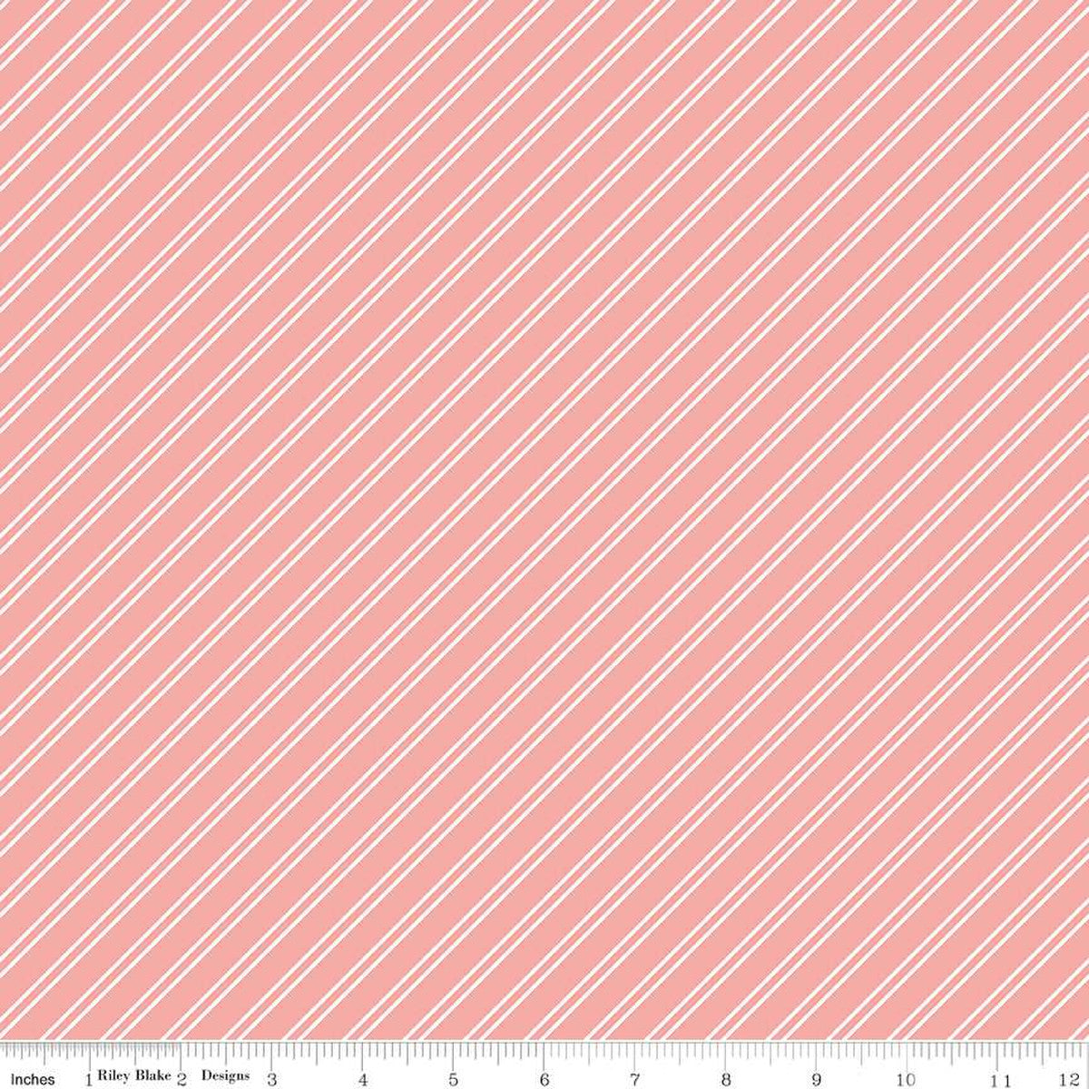 Between The Pages Stripes Coral Yardage by Fran Gulick | Riley Blake Designs #C15374-CORAL