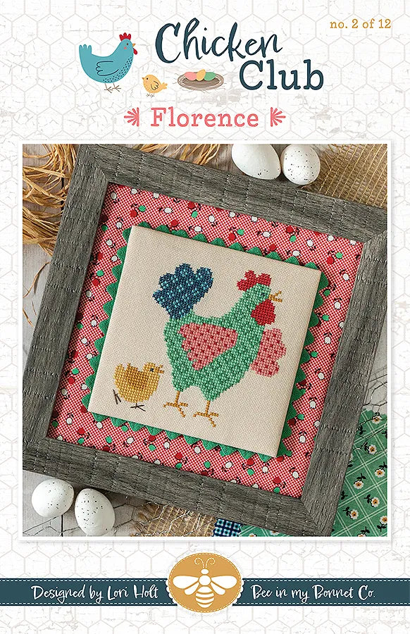 Florence Chicken Club #2 Cross Stitch Pattern by Lori Holt Bee in my Bonnet | It's Sew Emma #ISE-479 front cover 