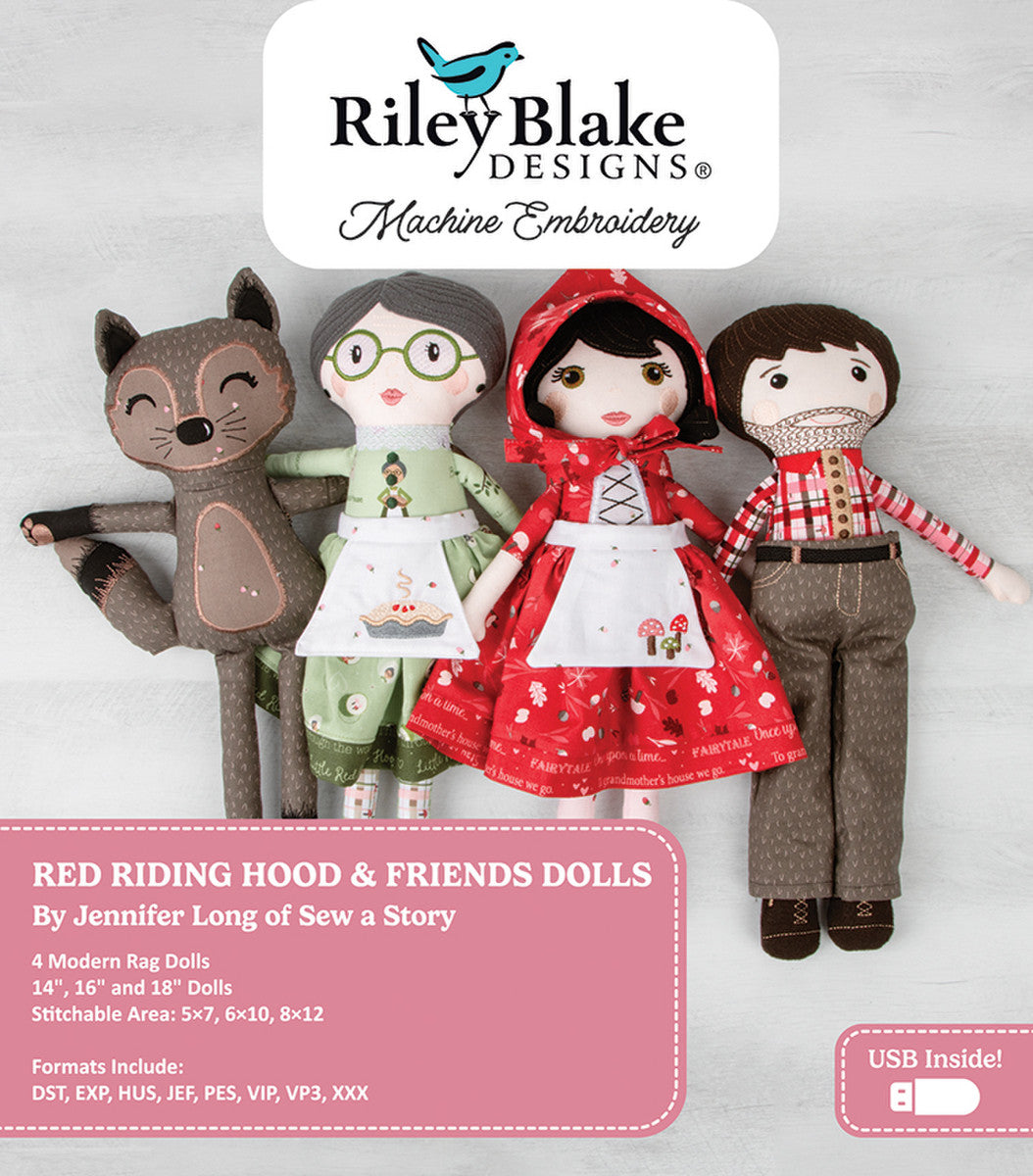 Red Riding Hood & Friends Dolls Machine Embroidery USB by Jennifer Long | Riley Blake Designs front cover