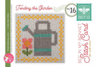 Bee in my Bonnet Stitch Cards Set D Cross Stitch Pattern by Lori Holt | It's Sew Emma #ISE-413 tending the garden water can