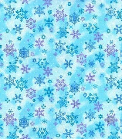 Blue Stamped Snowflake Glitter Yardage by Fabric Traditions