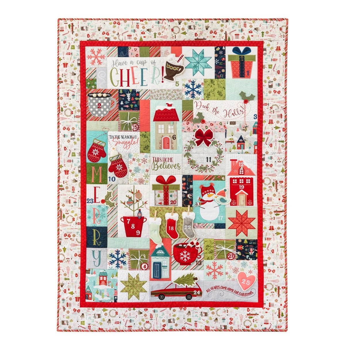 Complete Cup of Cheer Advent Calendar Machine Embroidery Quilt Kit